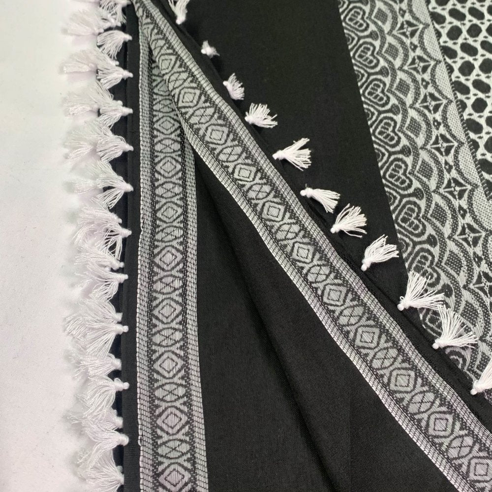 Black Shemagh With White Tassels