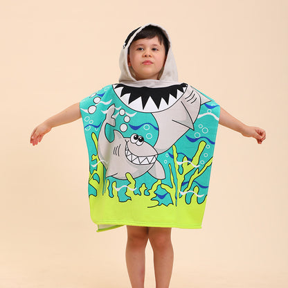 shark hooded beach towel