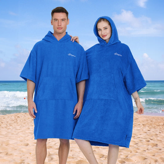 Bulk Solid Hooded Beach Towel Poncho - Essential Beach Accessory for Quick Drying and Changing