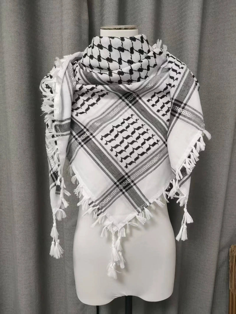 White keffiyeh with white fringe