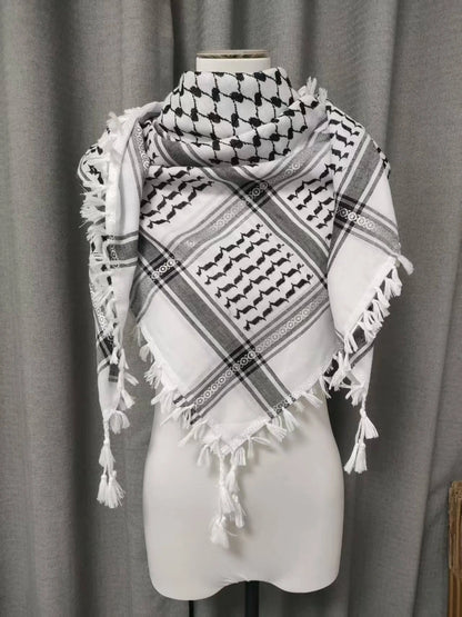 White keffiyeh with white fringe