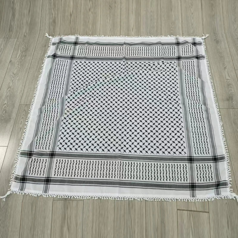 White keffiyeh with white double knot