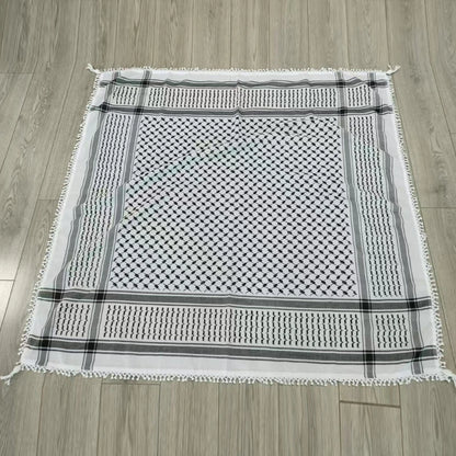 White keffiyeh with white double knot