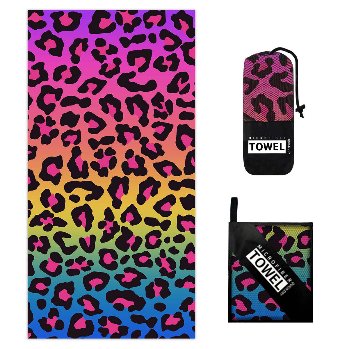 leopard print beach towel pink