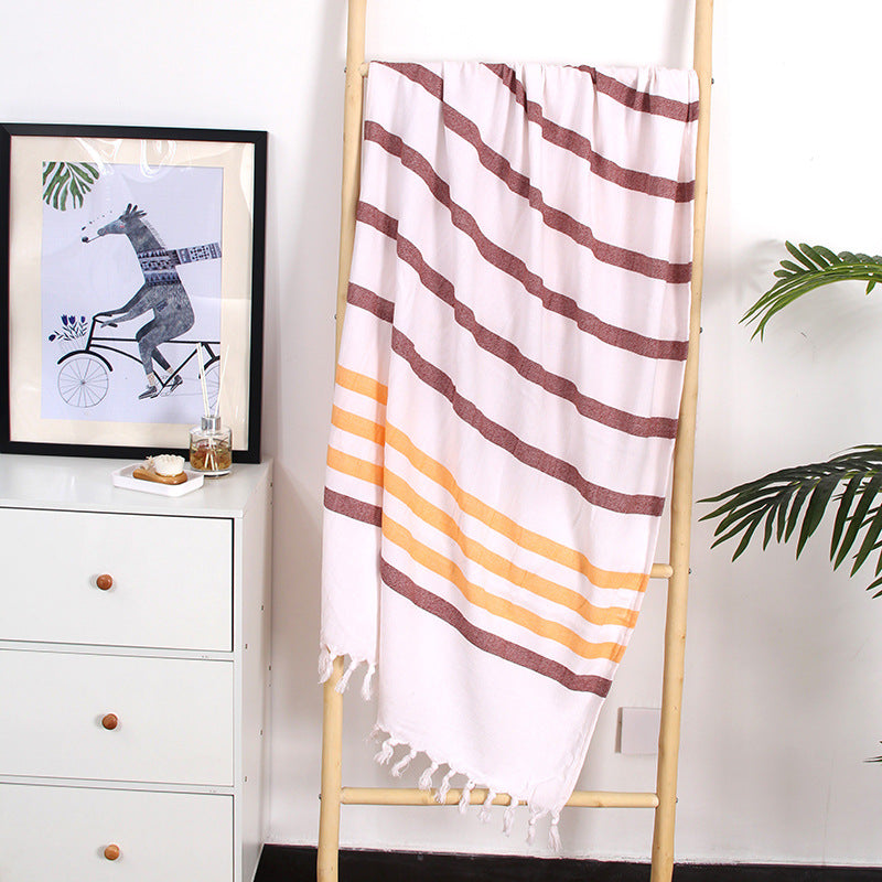 Brown stripe beach towels turkish cotton