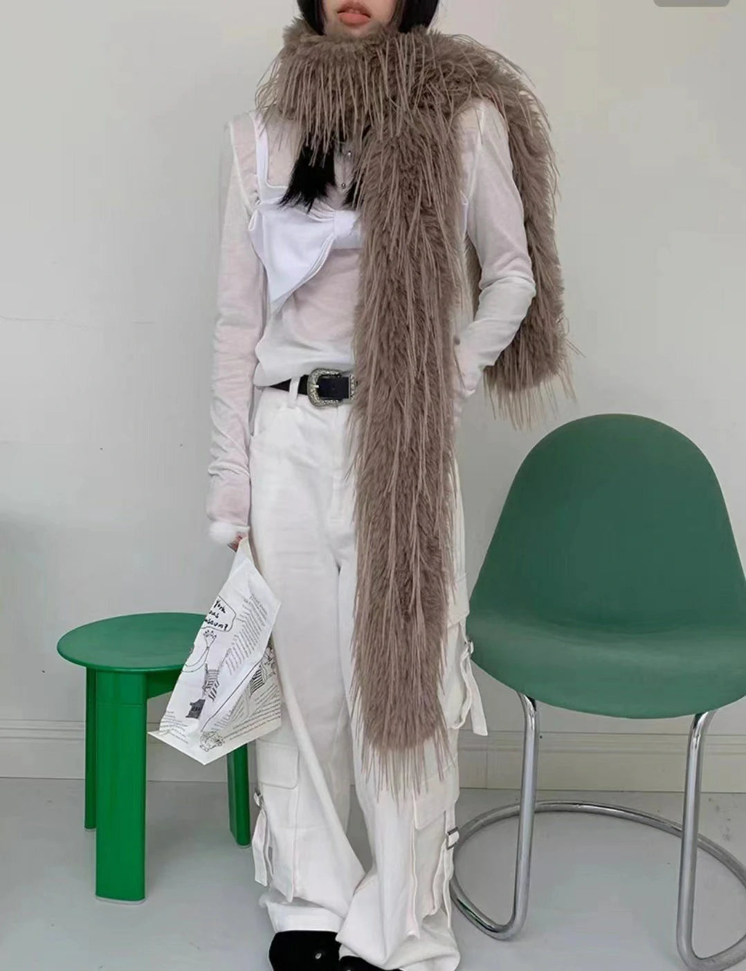 Kardash long fur scarf, faux fur