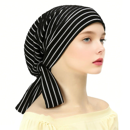 Black and white striped headscarf