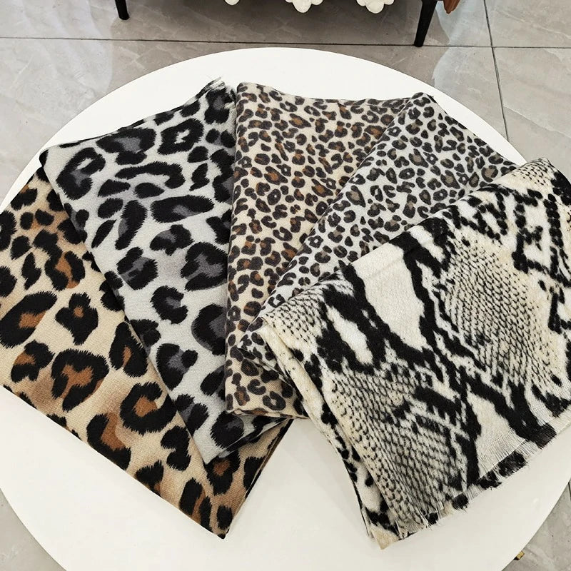 Various animal print scarves