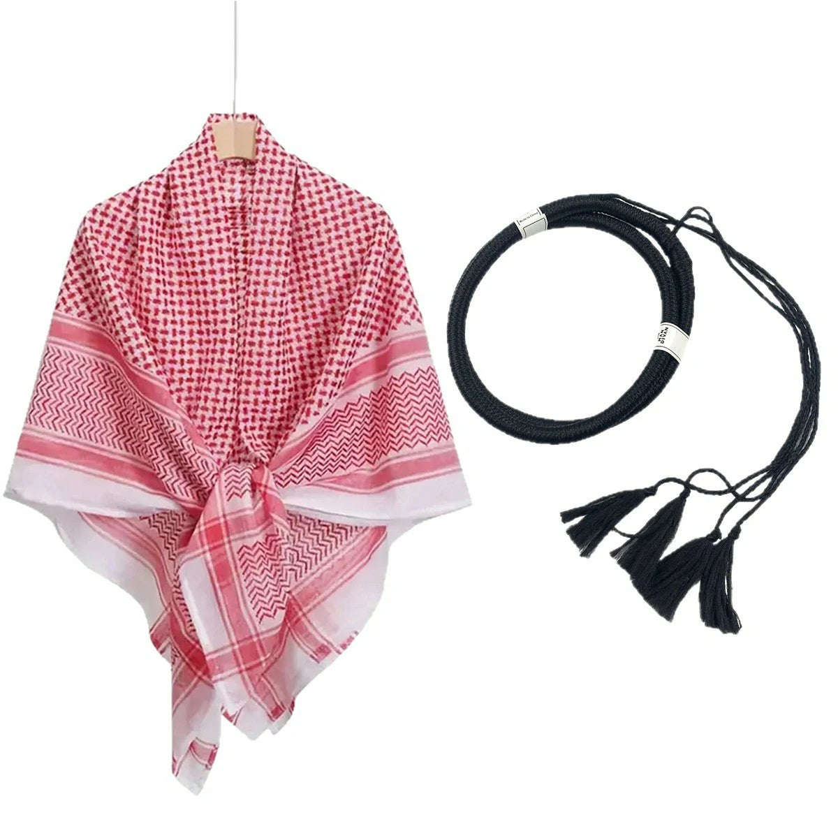 Red and white Arabian shawl
