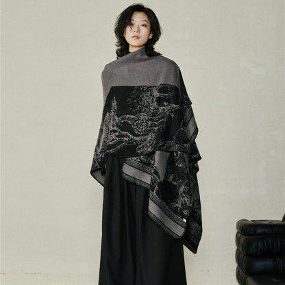 woman wearing a black shawl