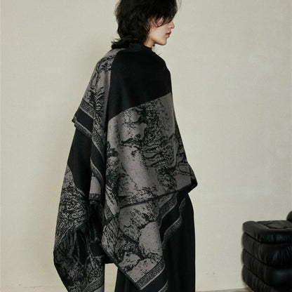 woman wearing a black shawl