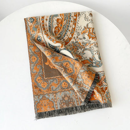 Beige Cashew Flowers Shawl