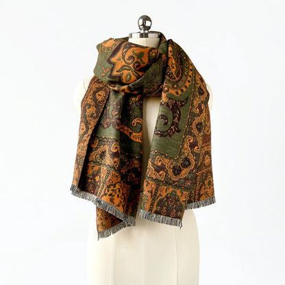 Green Cashew Flowers Shawl