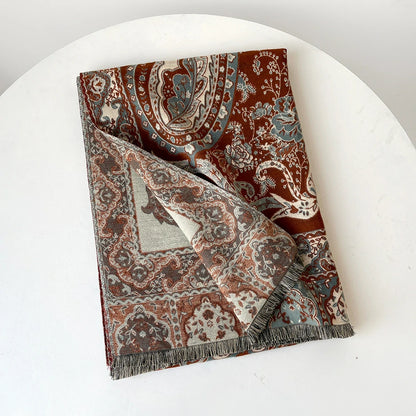 Wine-red Cashew flowers Shawl