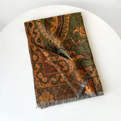 Green Cashew Flowers Shawl