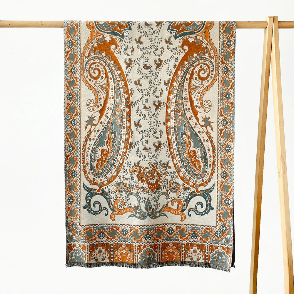 Beige Cashew Flowers Shawl