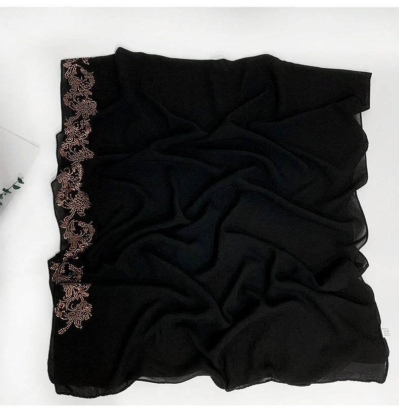 Yellow patterned long scarf