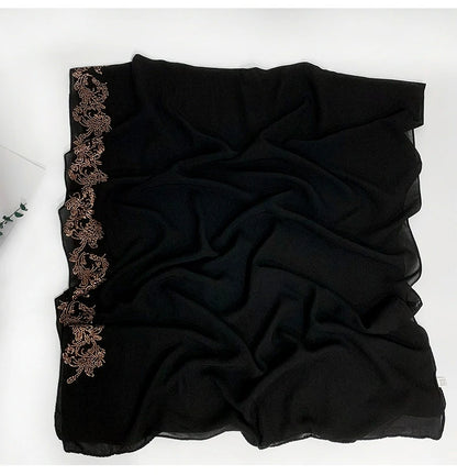 Yellow patterned long scarf