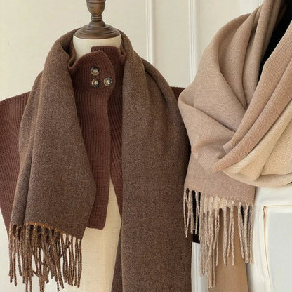 Two two-tone scarves