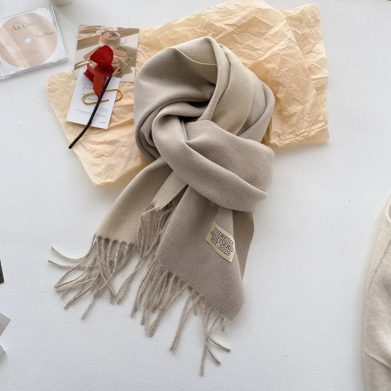 Beige two-tone scarf