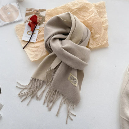 Beige two-tone scarf