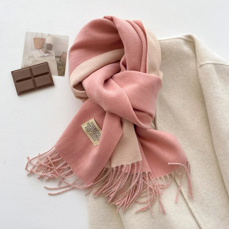 Pink two-tone scarf