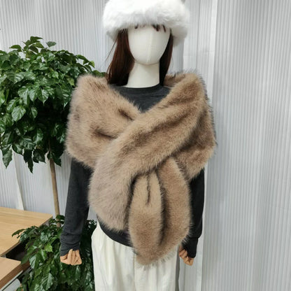 Brown synthetic shawl