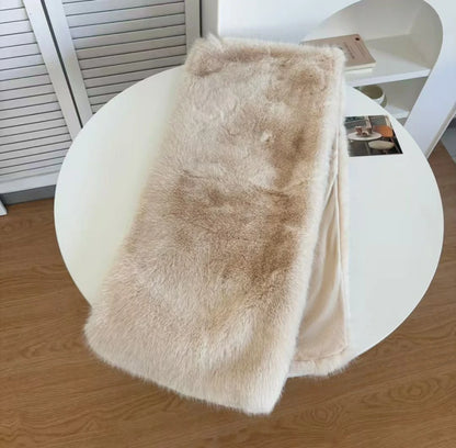 Beige faux fur shawl