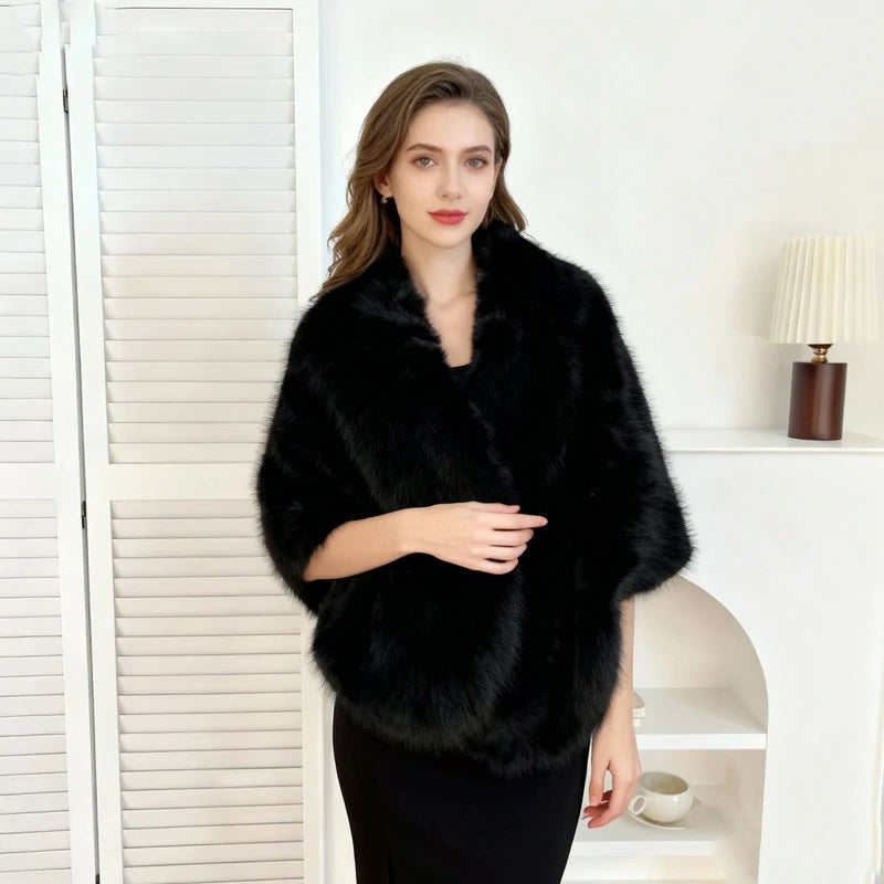 Wholesale Faux Fur Shawl Wrap Evening Cape Environmentally Friendly Materials