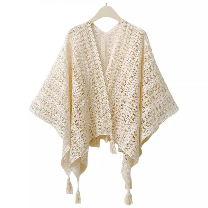 Beige knitted shawl