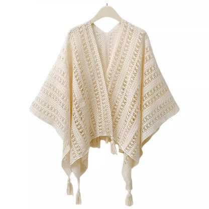Beige knitted shawl