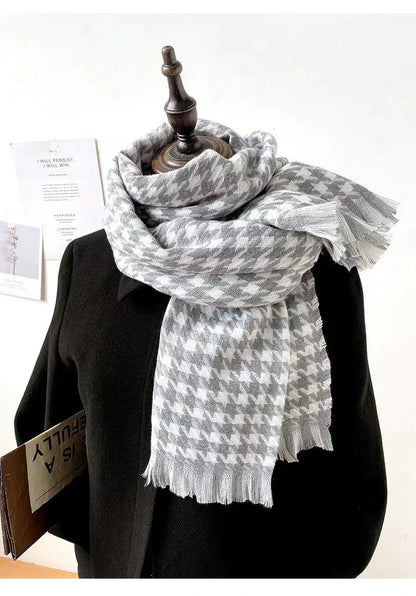 Grey houndstooth scarf