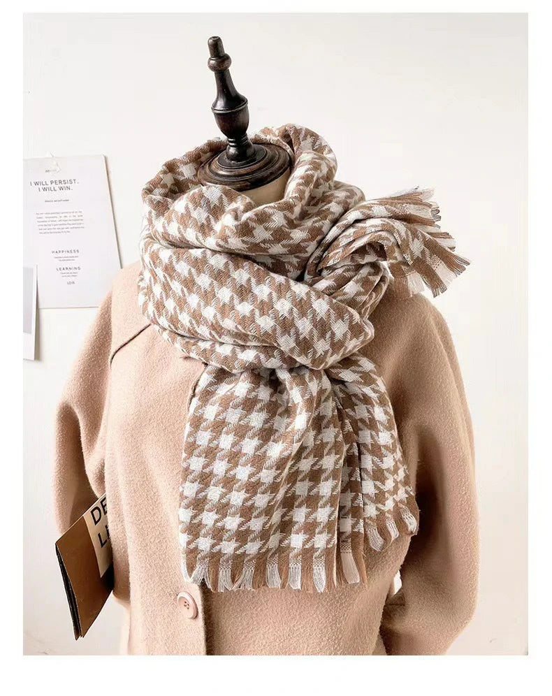 Pink houndstooth scarf