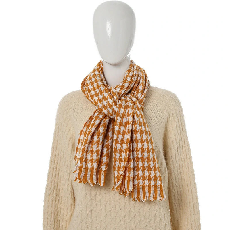 Orange houndstooth scarf