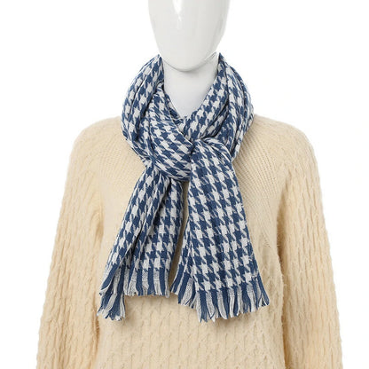 Blue houndstooth scarf