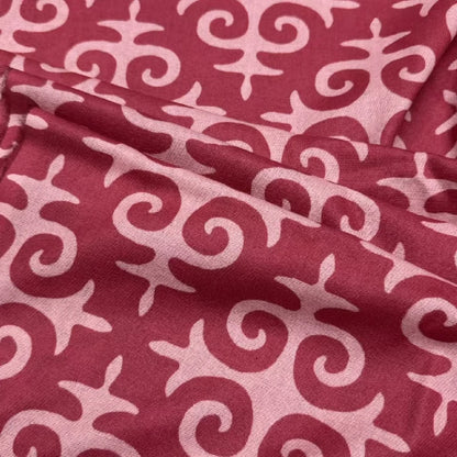 Details of the red cross-stitch scarf