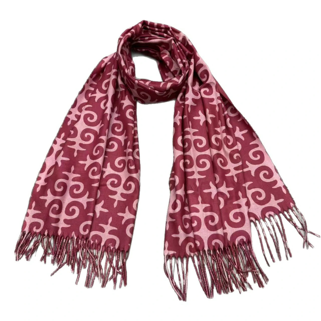 Red cross-stitch scarf