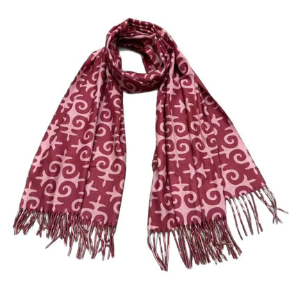 Red cross-stitch scarf