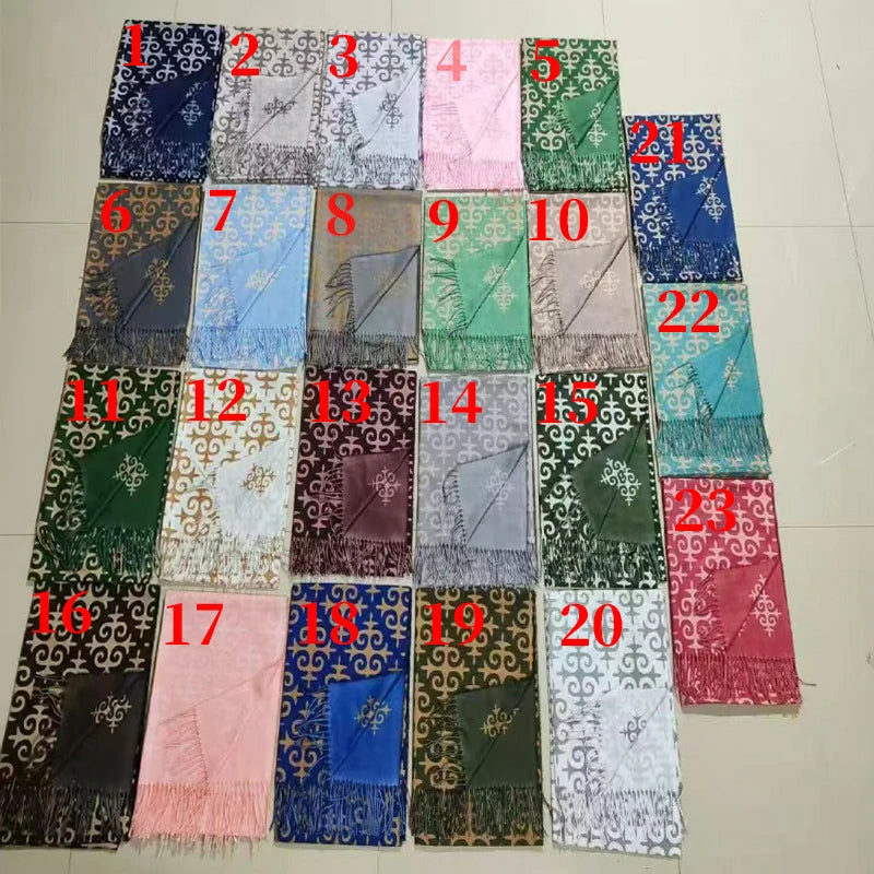 Cross-stitch scarves in 23 colors