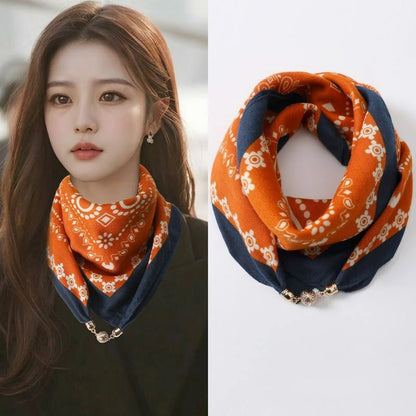 Orange floral scarf