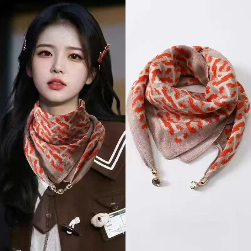 Dark red floral scarf