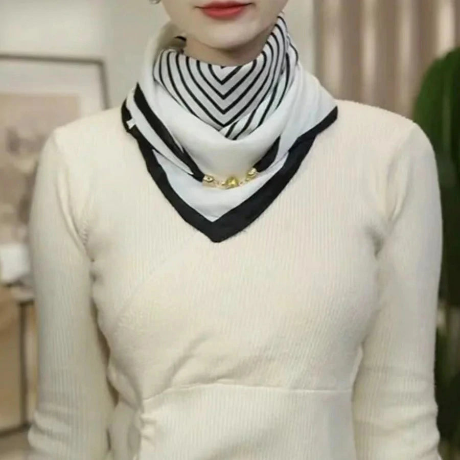 White striped silk scarf