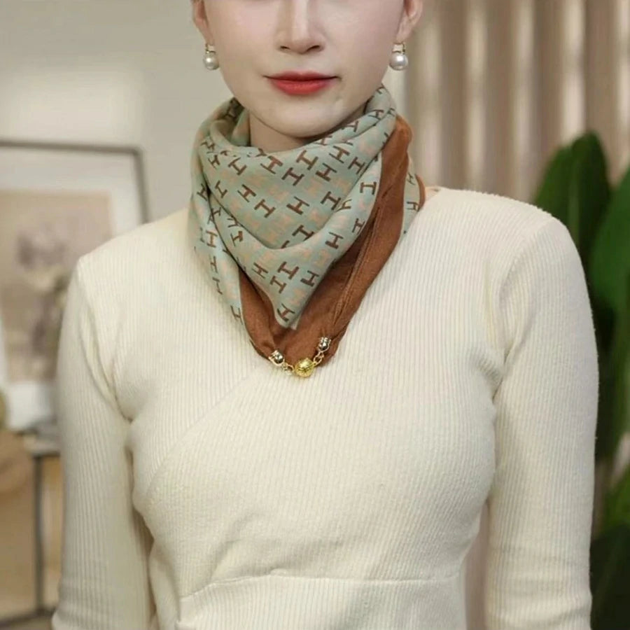 Blue patterned silk scarf