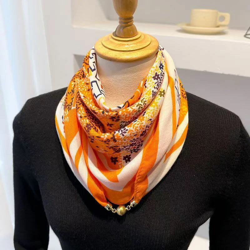 Orange floral scarf