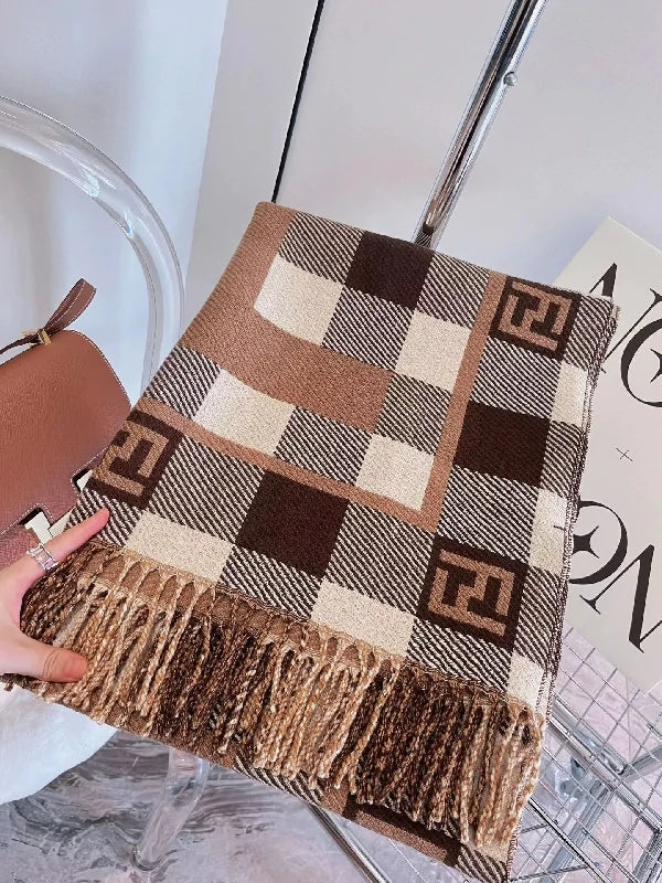Scarf with brown checks