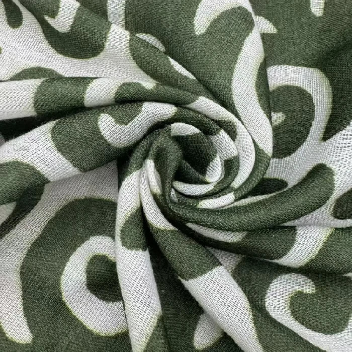 Green cross-stitch square scarf