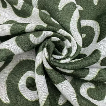 Green cross-stitch square scarf