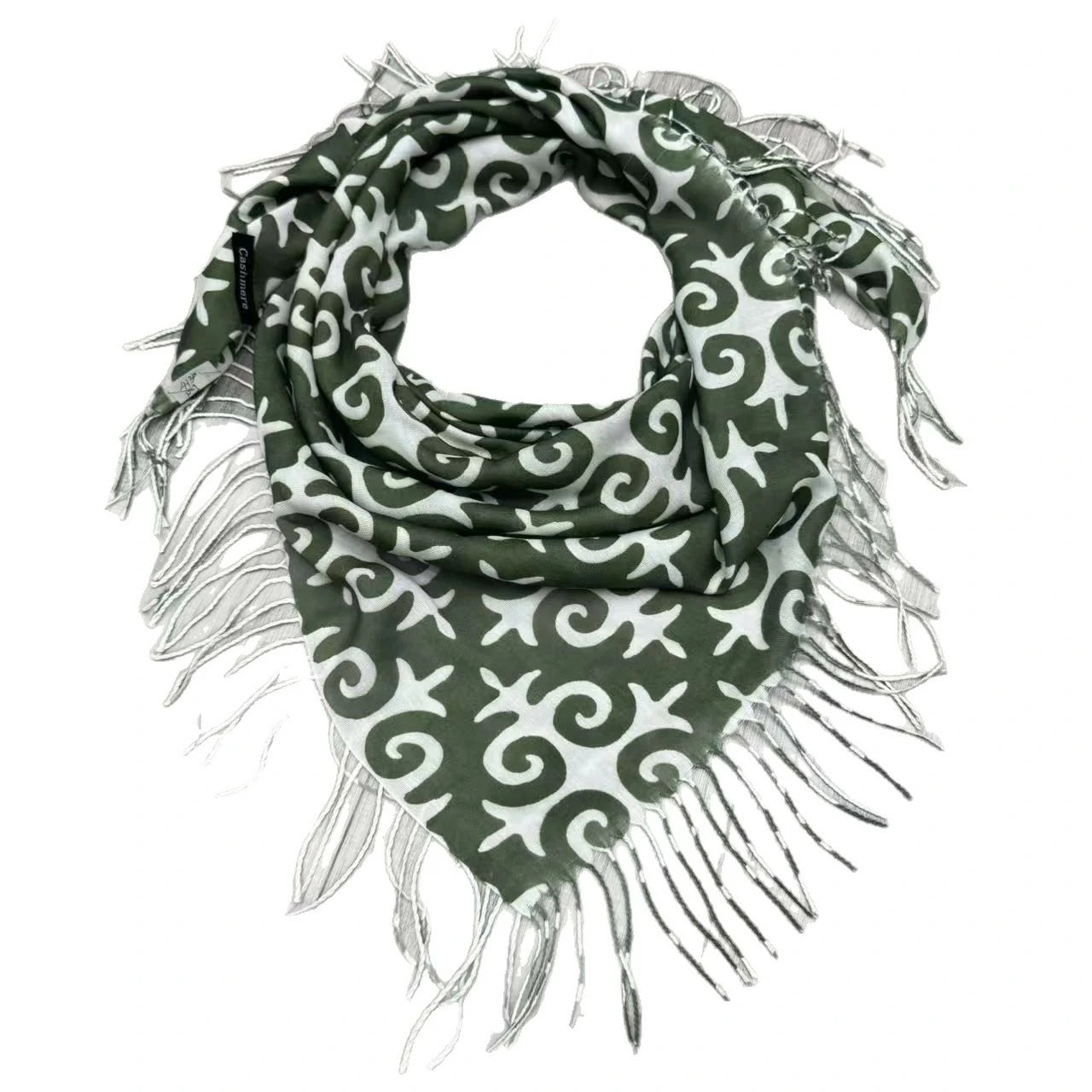 Green cross-stitch square scarf