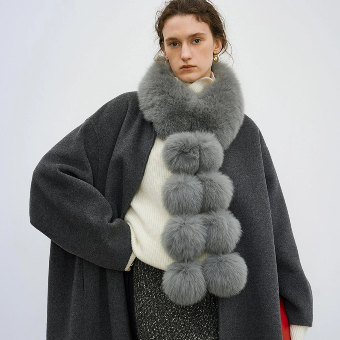 String Of Pom-Poms Scarf