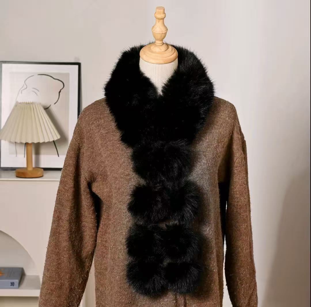 Black fox fur scarf